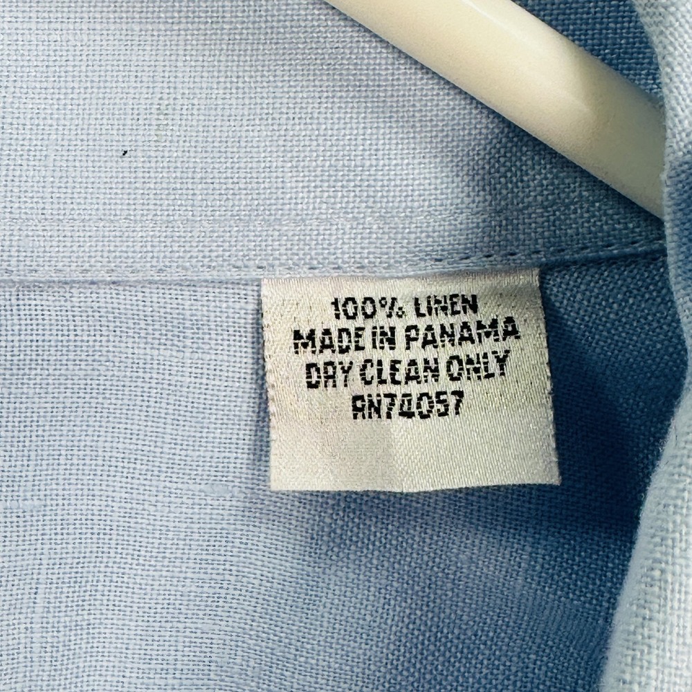 Ramon Puig Guayabera Shirt Mens 4XL Long Blue Linen Button Up Cuban 4 Pocket S/S - Picture 7 of 10